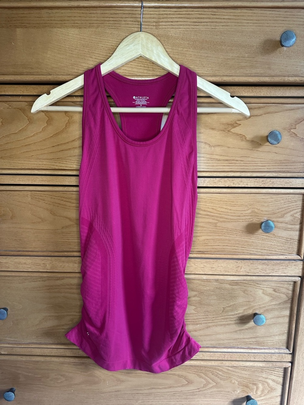 Athleta Speedlight Glow Racerback Tank Top Magenta Ruched Side Womens Size S